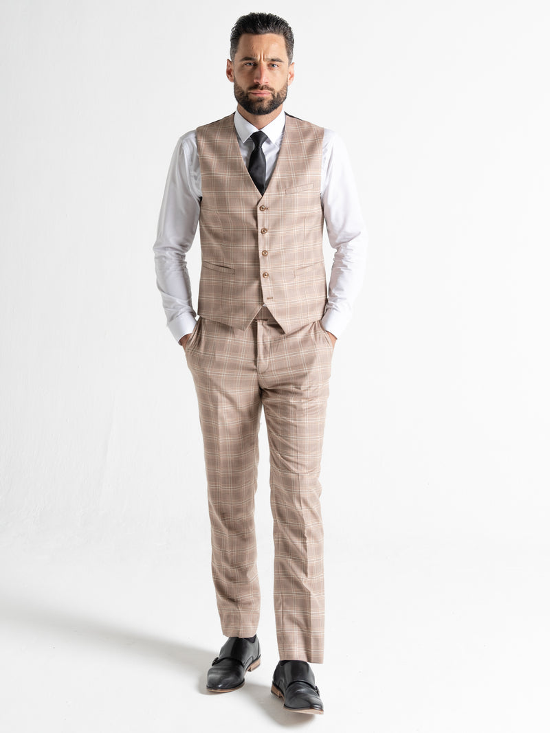 CHARLES FAWN WITH WHITE AND BROWN CHECKS DETAILING