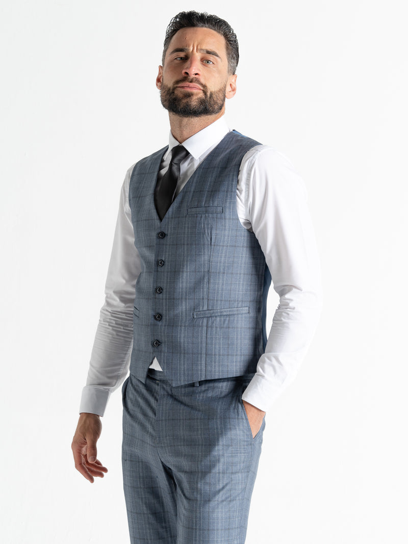 CHELSEA LIGHT BLUE WITH GREY AND WHITE CHECKS DETAILING