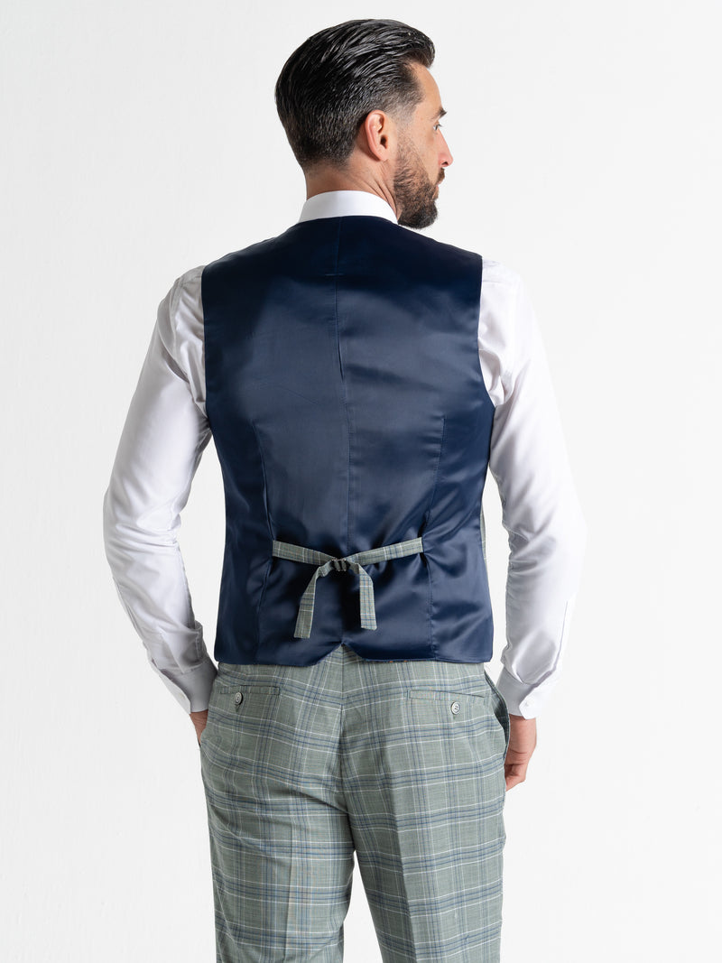 KENSINGTON OLIVE WITH WHITE AND BLUE CHECKS DETAILING