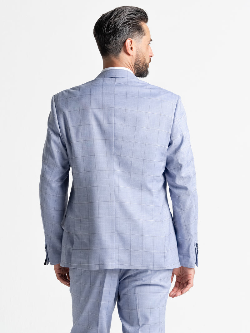 OXFORD BABY BLUE WITH BROWN CHECKS DETAILING