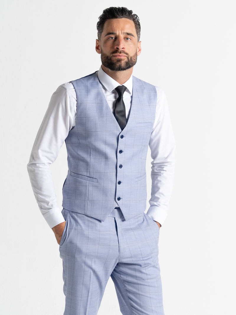 OXFORD BABY BLUE WITH BROWN CHECKS DETAILING