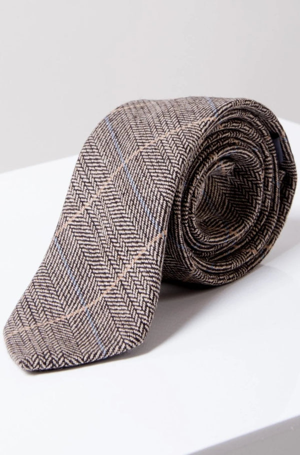 DX7 Tan Tweed Check Ties | Marc Darcy Ties | Mens Tweed Suits
