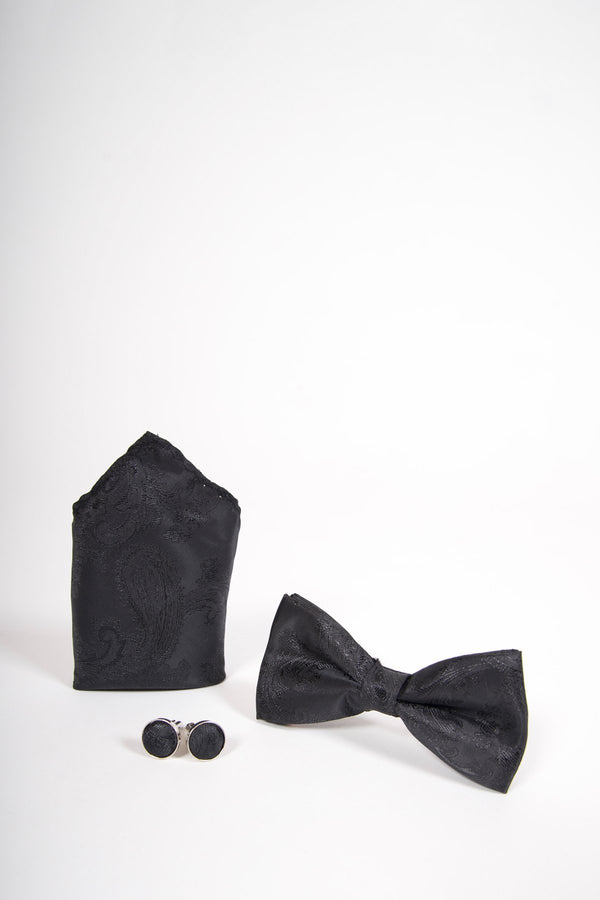 Black Paisley Bow Tie Sets | Wedding Bow Ties & Accessories | Mens Tweed Suits