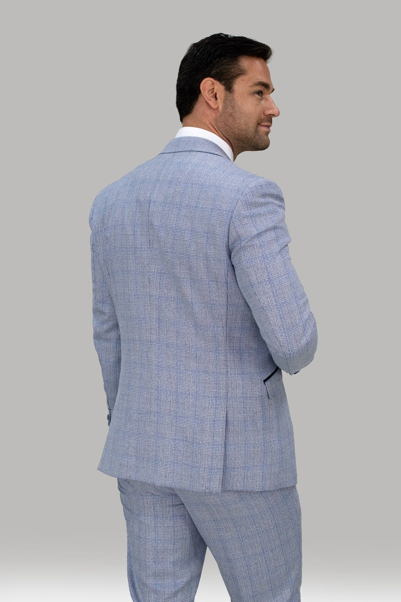 Caridi Slim Fit Sky Check Three Piece Suit :- Check Suit :- Office Wear - Mens Tweed Suits | Jacket | Waistcoats | Office Wear | check suit