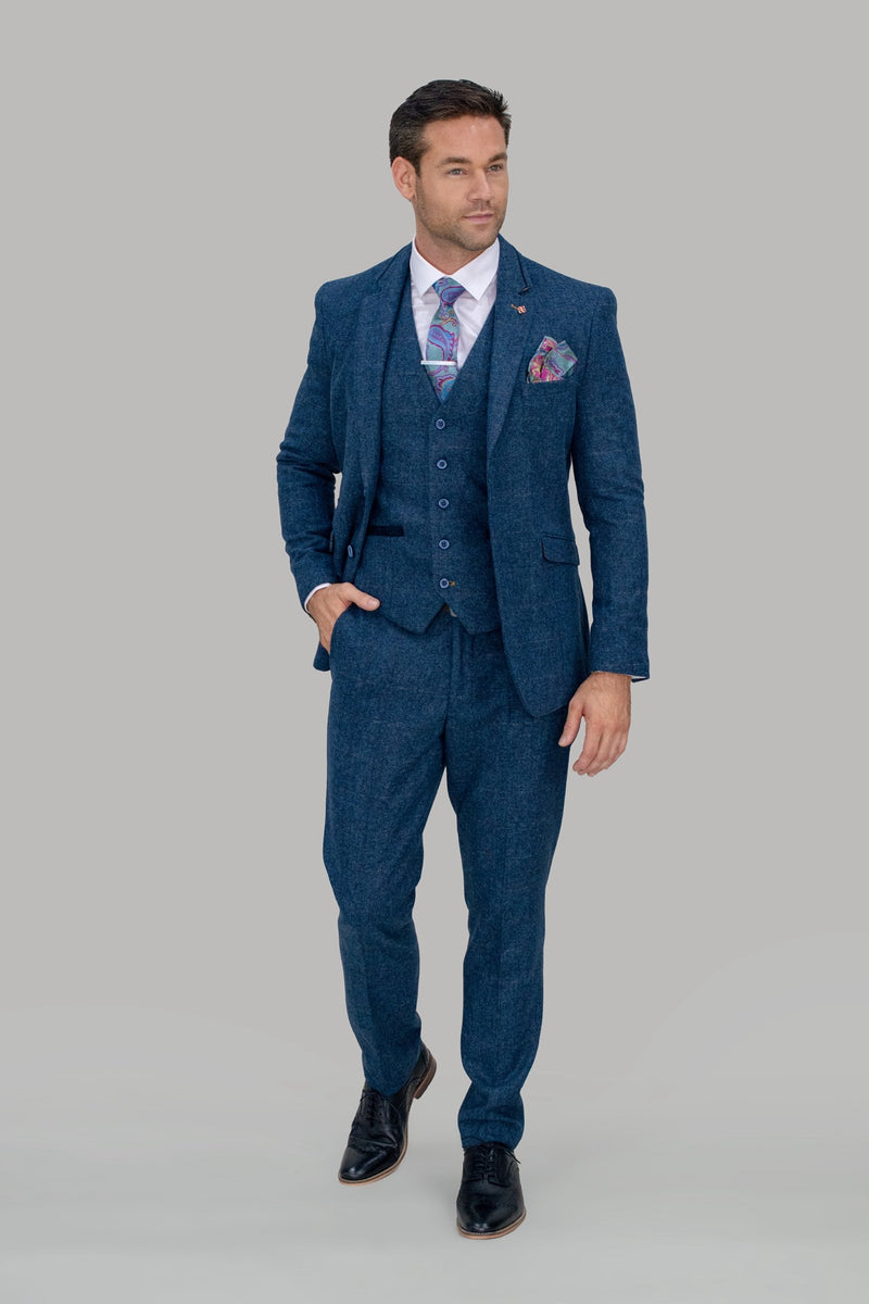 Carnegi Navy Tweed Blazer - Mens Tweed Suits | Jacket | Waistcoats
