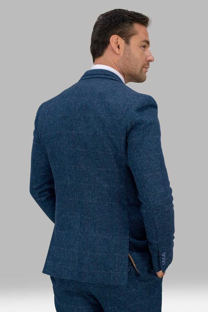 Carnegi Navy Tweed Check Suit :- Check Suit - Mens Tweed Suits | Jacket | Waistcoats | Check Suit | Office Wear