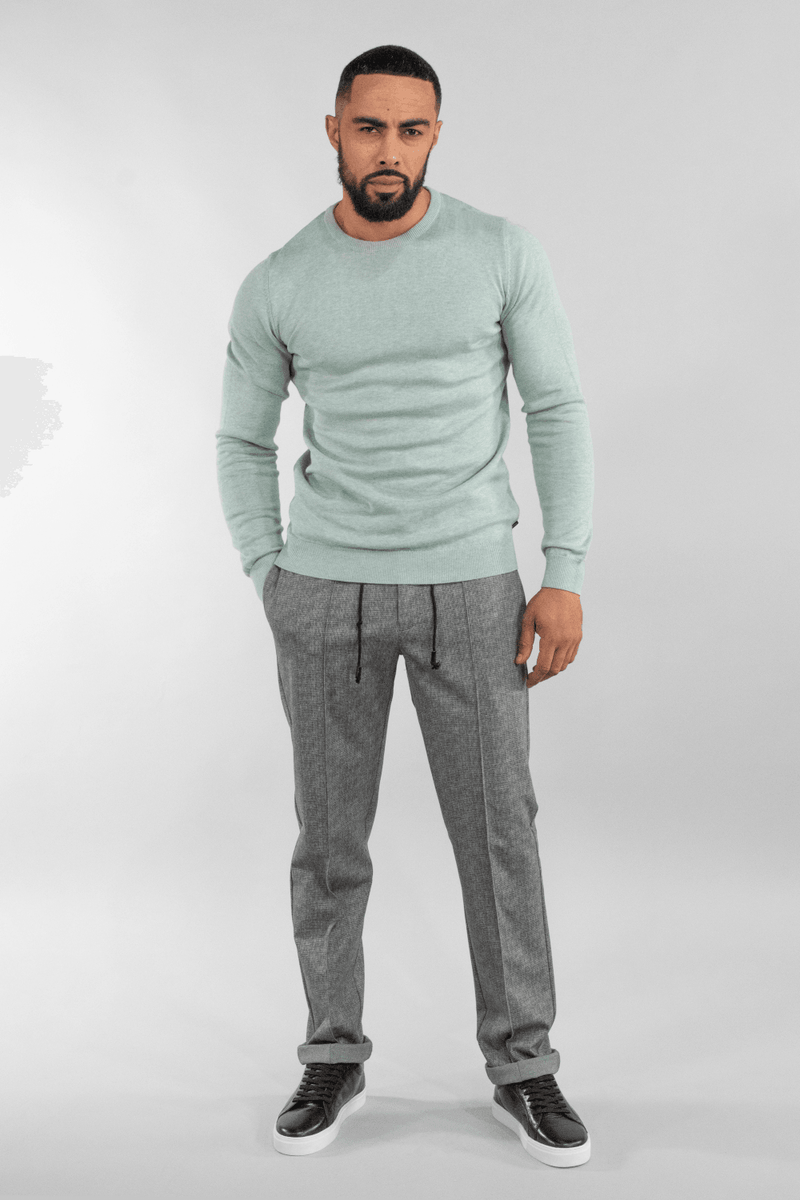 Sharpen up your look with our new Cavani crewneck knit. RRP £69.99 Style Cavani Material 100% Cotton Colour Sky Fitting Slim Fit Cufflink No - Party Wear  :- Office Wear :- Jumper