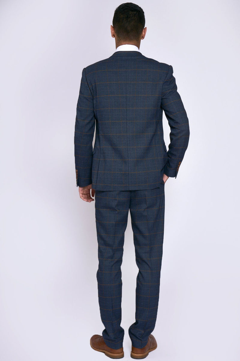 Jenson Navy Check Suit | Marc Darcy - Mens Tweed Suits | Check Suit | Wedding Wear | Office Wear
