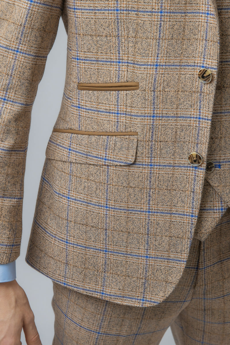 Mens Brown Tweed Suit | Robert Simon Suits | Mens Tweed Suits | Office Wear | Office Wear | check suit