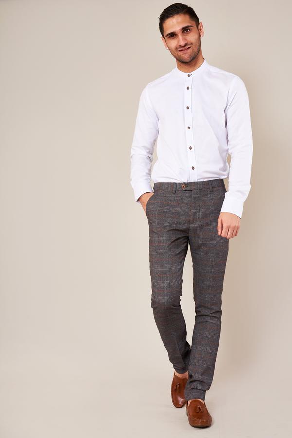 Jenson Grey Check Skinny Fit Trousers | Marc Darcy - Mens Tweed Suits | Wedding Wear | Party Wear | Office Wear
