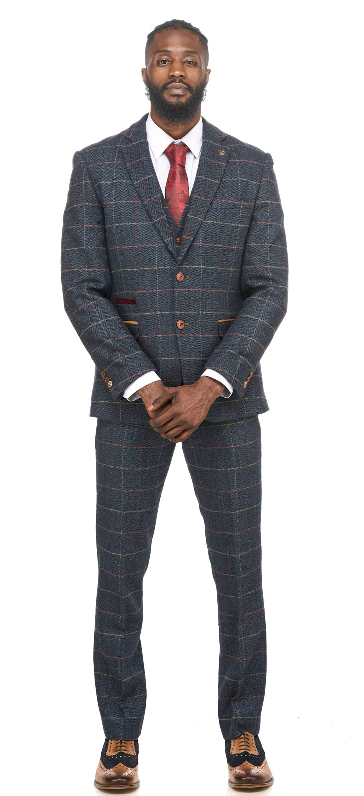 Blue Tweed Check Wedding Suits | Mens Tweed Suits | Eton Marc Darcy Menswear| Check Suit | Wedding Wear | Office Wear