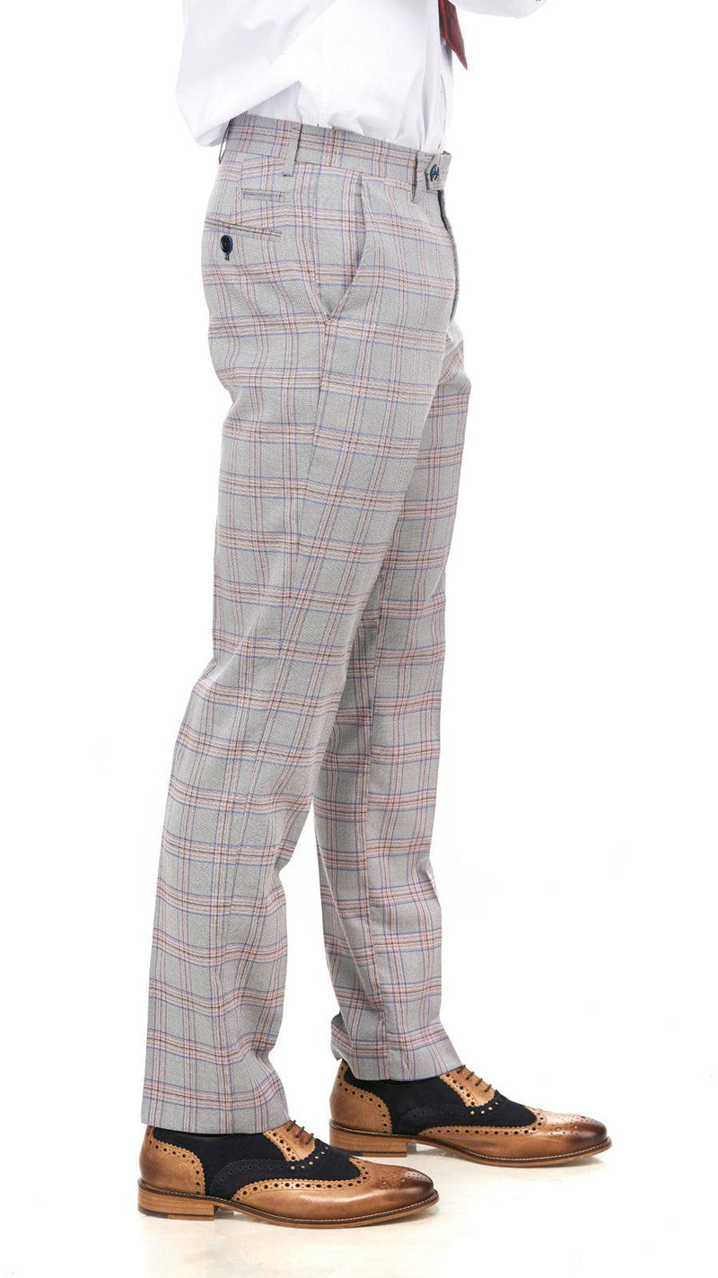 Alvin Grey Pink Check Wedding Suit | Marc Darcy Suits | Mens Tweed Suits | Marc Darcy Alvin Suit | Office Wear | Check Suit | Office Wear