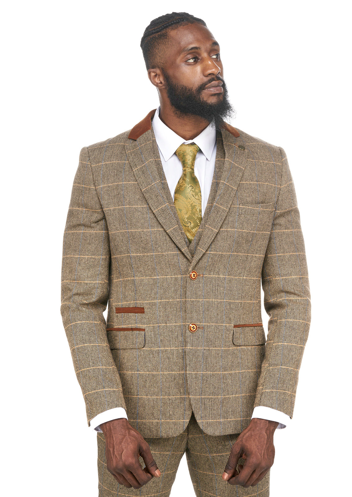 Checkered tweed suit sale