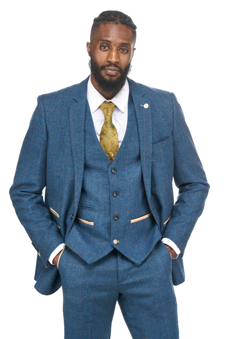 Blue Tweed Check Wedding Suits | Mens Tweed Suits | Dion Marc Darcy Menswear | Check Suit | Office Wear