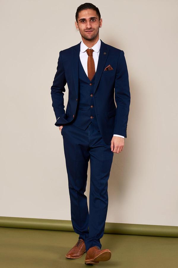 Max Royal Blue Three Piece Suit | Marc Darcy - Mens Tweed Suits | Office Wear  | Check Suit | Wedding Wear | Office Wear