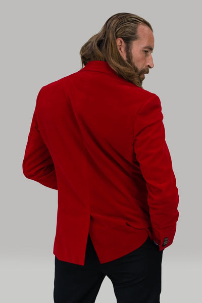 Manzini Mens Trendy Fashion Blazer Red Woven Dinner Jacket