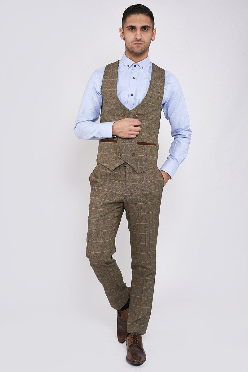 Brown Tweed Jackets and Waistcoats | Mens Tweed Suits | Marc Darcy Suits | Check Suit | Wedding Wear | Office Wear