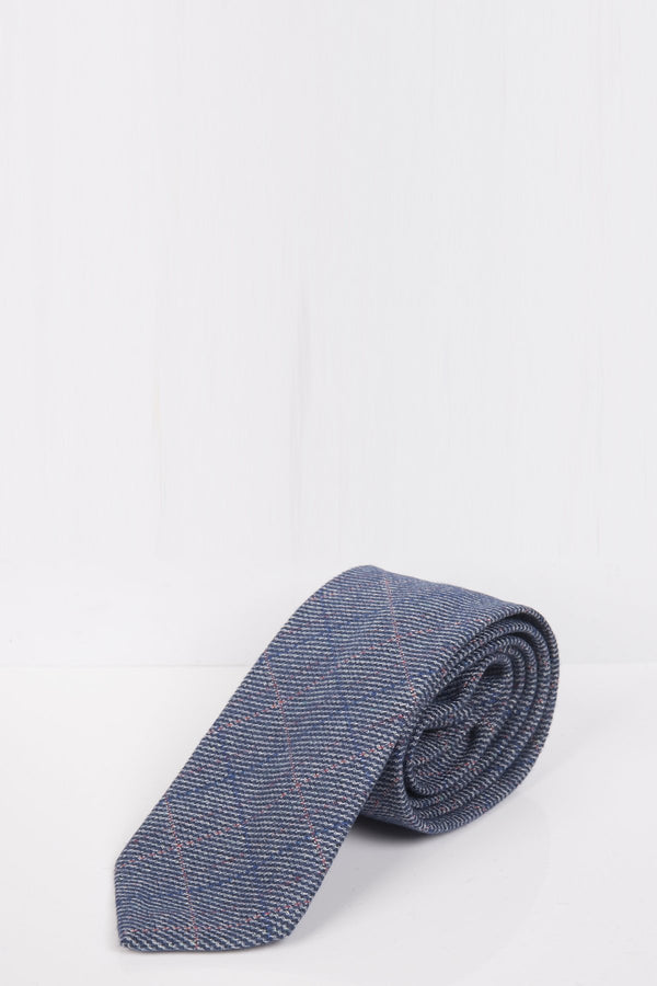 Hilton Blue Check Tweed Tie - Mens Tweed Suits