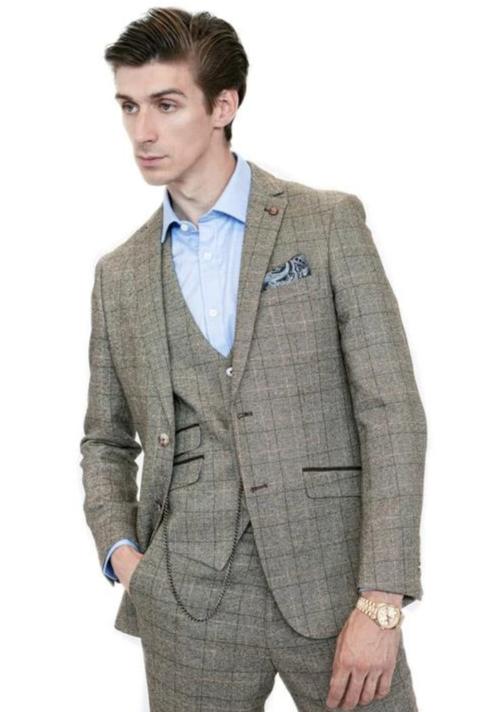 Mens Oak Check Tweed Suit | Mens Tweed Suits | Robert Simon Suits | Office Wear | Check Suit | Wedding Wear | Office Wear