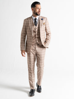 CHARLES FAWN WITH WHITE AND BROWN CHECKS DETAILING