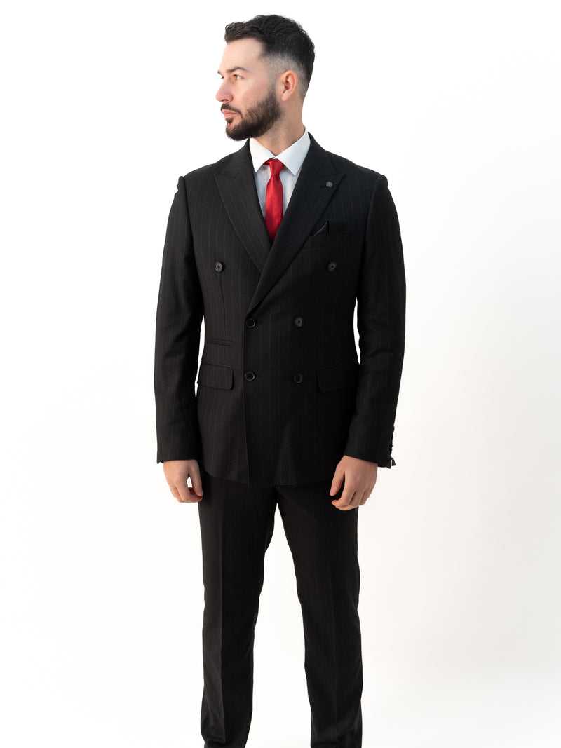 Connor Black Pinstripe Double Breasted Two Piece Suit