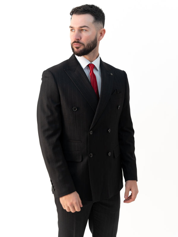 Connor Black Pinstripe Double Breasted Two Piece Suit