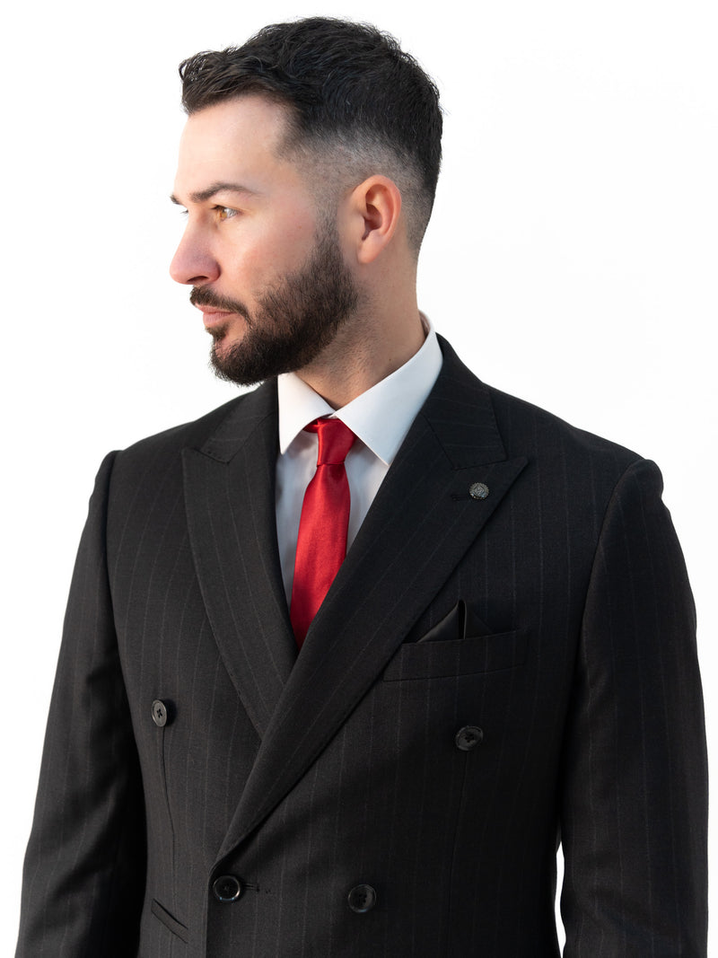 Connor Black Pinstripe Double Breasted Two Piece Suit