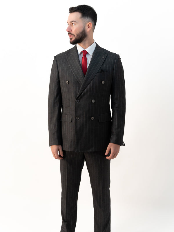 Connor Grey Pinstripe Double Breasted Two Piece Suit