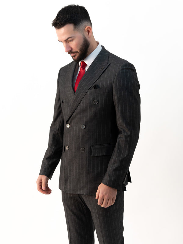 Connor Grey Pinstripe Double Breasted Two Piece Suit