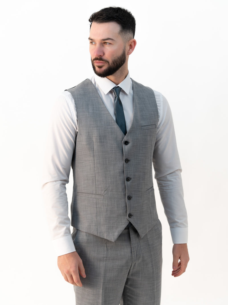 Edward Silver Three-Piece Suit