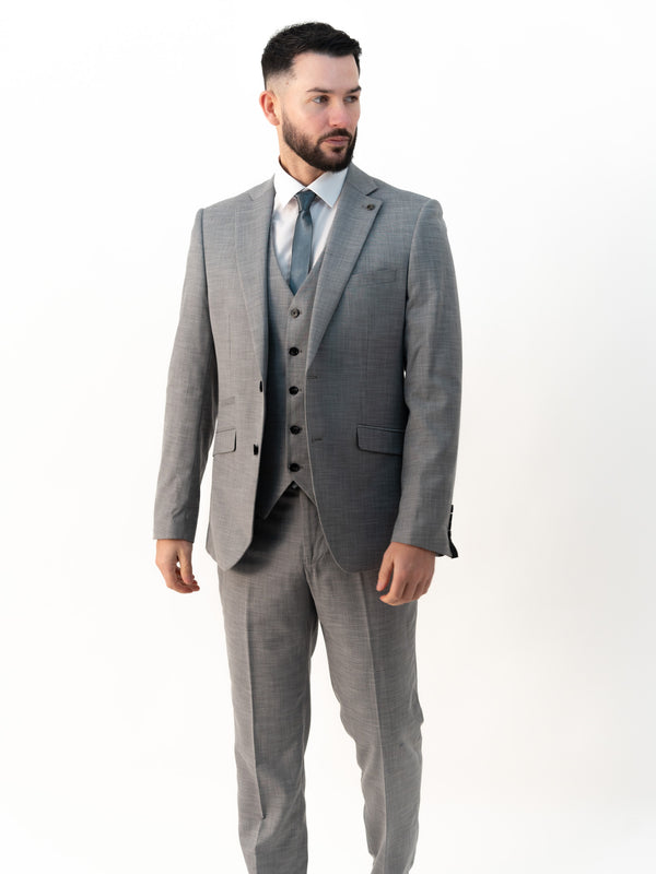 Edward Silver Three-Piece Suit