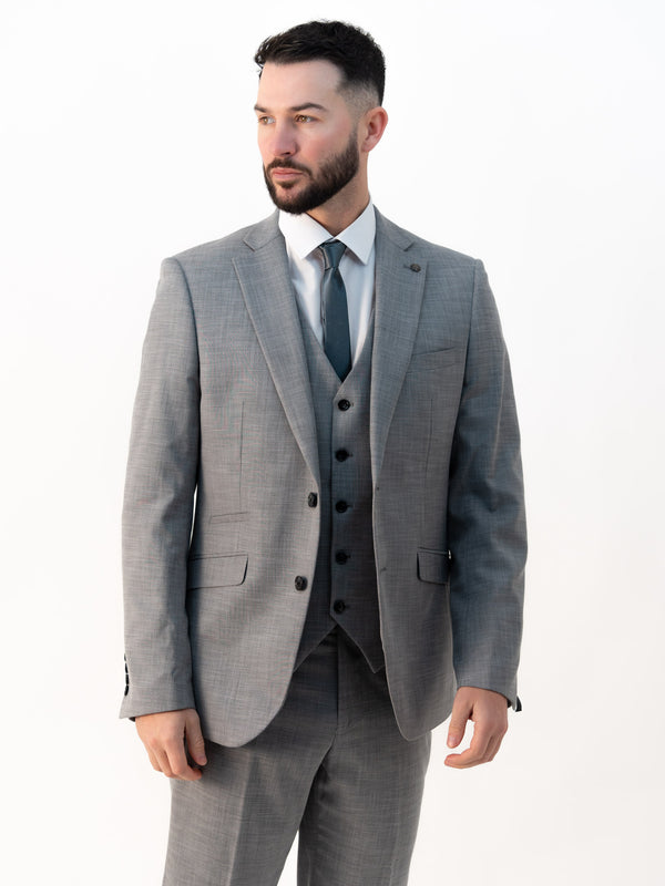 Edward Silver Three-Piece Suit