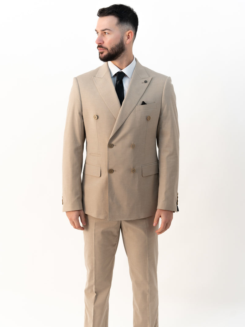 Issa Camel Double Breasted Two Piece Suit