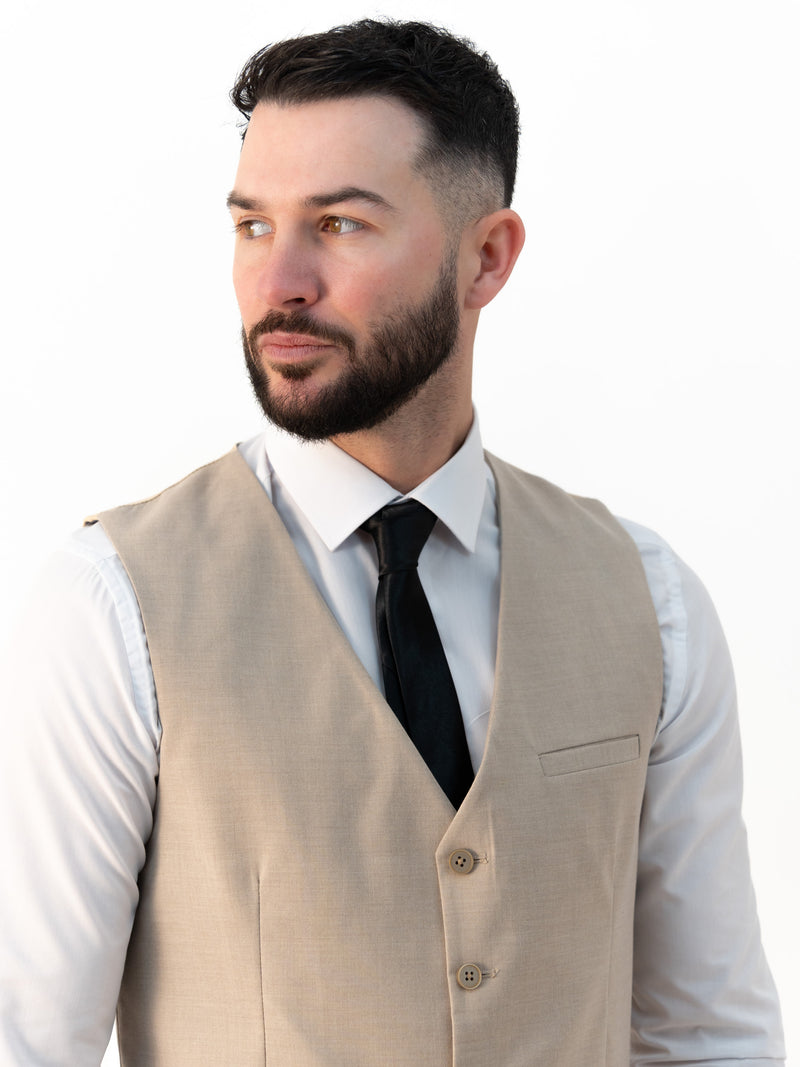 Jasper Beige Double Breasted Three Piece Suit