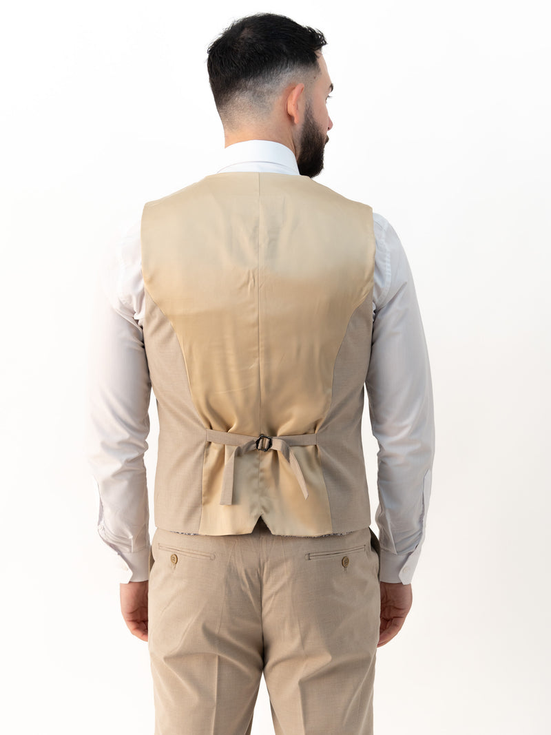 Jasper Beige Double Breasted Three Piece Suit