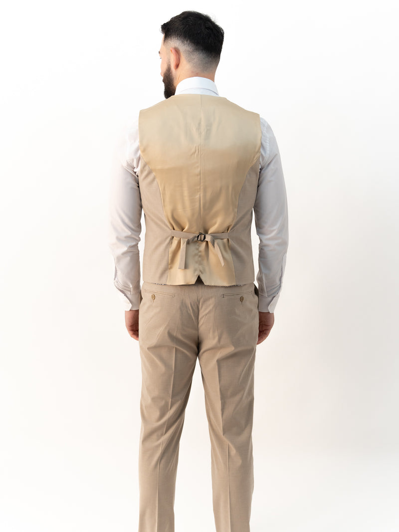 Jasper Beige Double Breasted Three Piece Suit