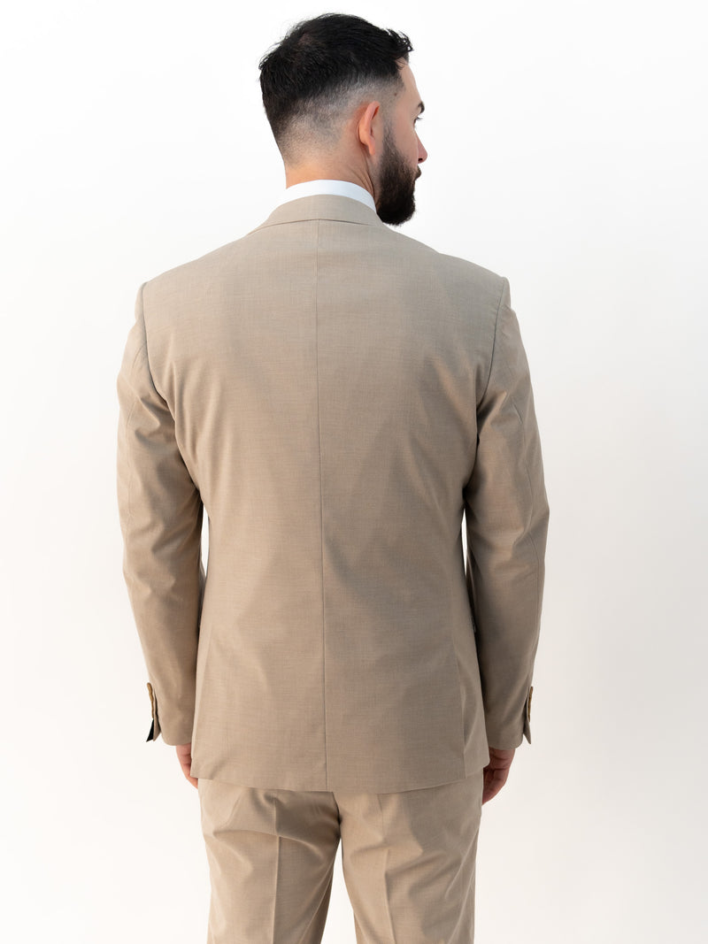 Jasper Beige Double Breasted Three Piece Suit