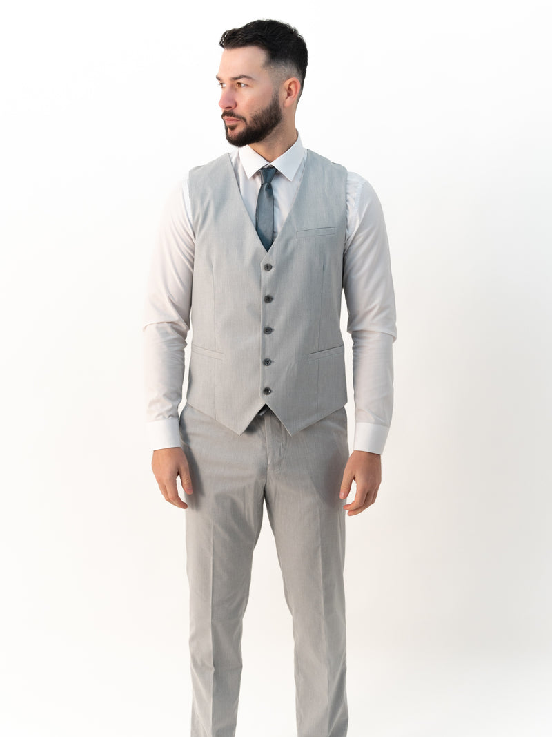 Jasper Silver Double Breasted Three Piece Suit