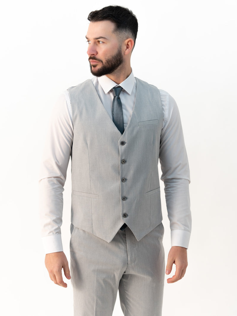 Jasper Silver Double Breasted Three Piece Suit