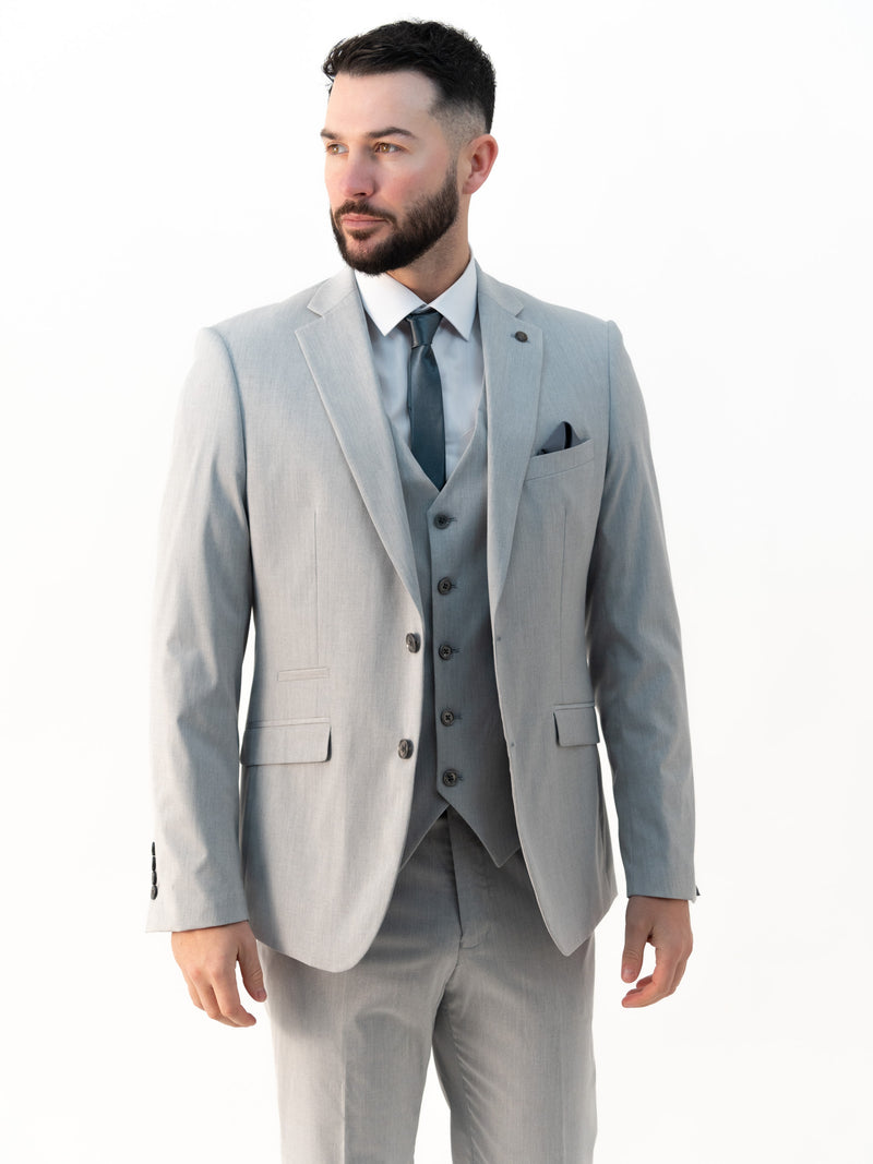 Jasper Silver Double Breasted Three Piece Suit