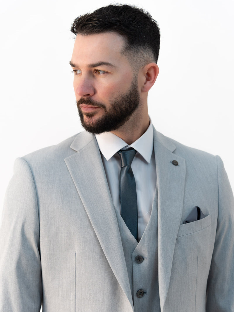 Jasper Silver Double Breasted Three Piece Suit