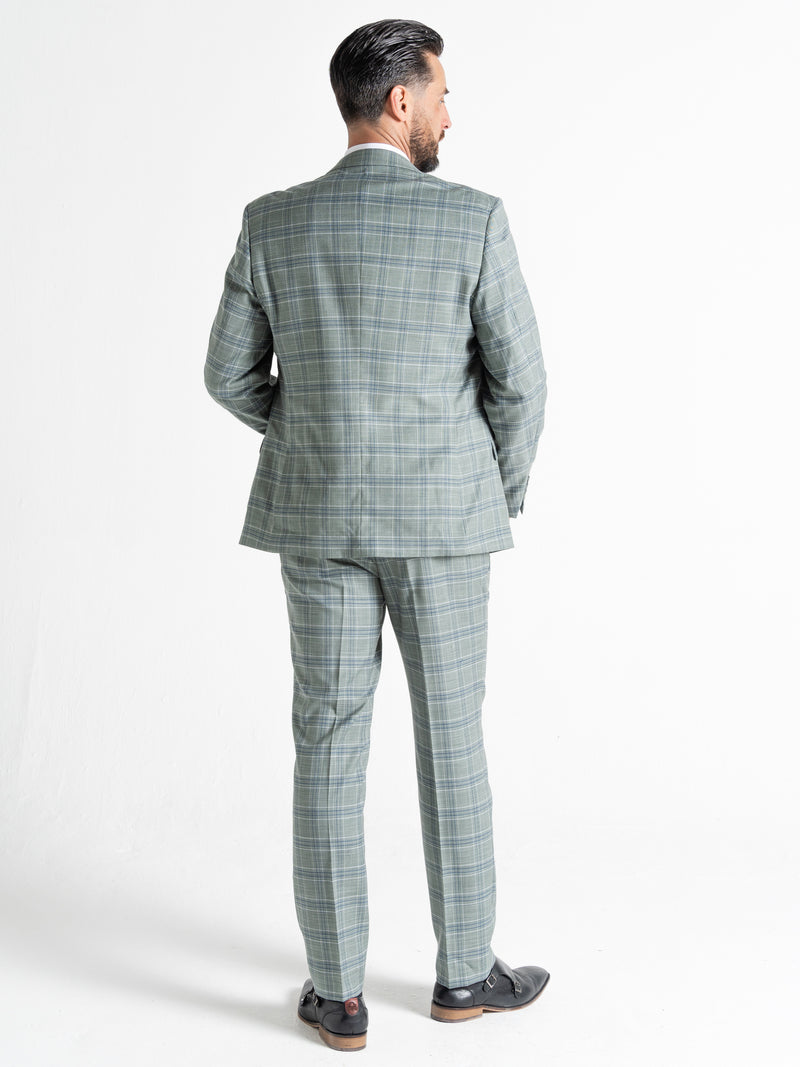 KENSINGTON OLIVE WITH WHITE AND BLUE CHECKS DETAILING