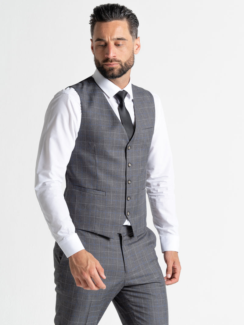 OXFORD DARK GREY WITH WHITE CHECKS DETAILING