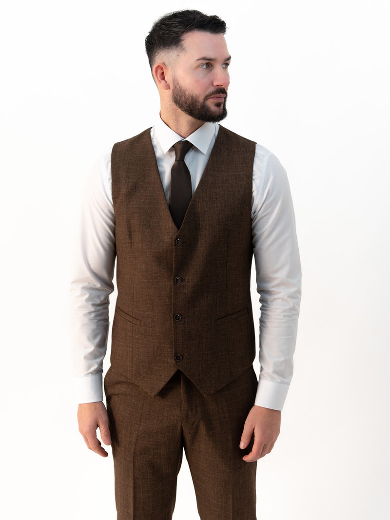 Paolo Chocolate Brown Double Breasted Three Piece Suit