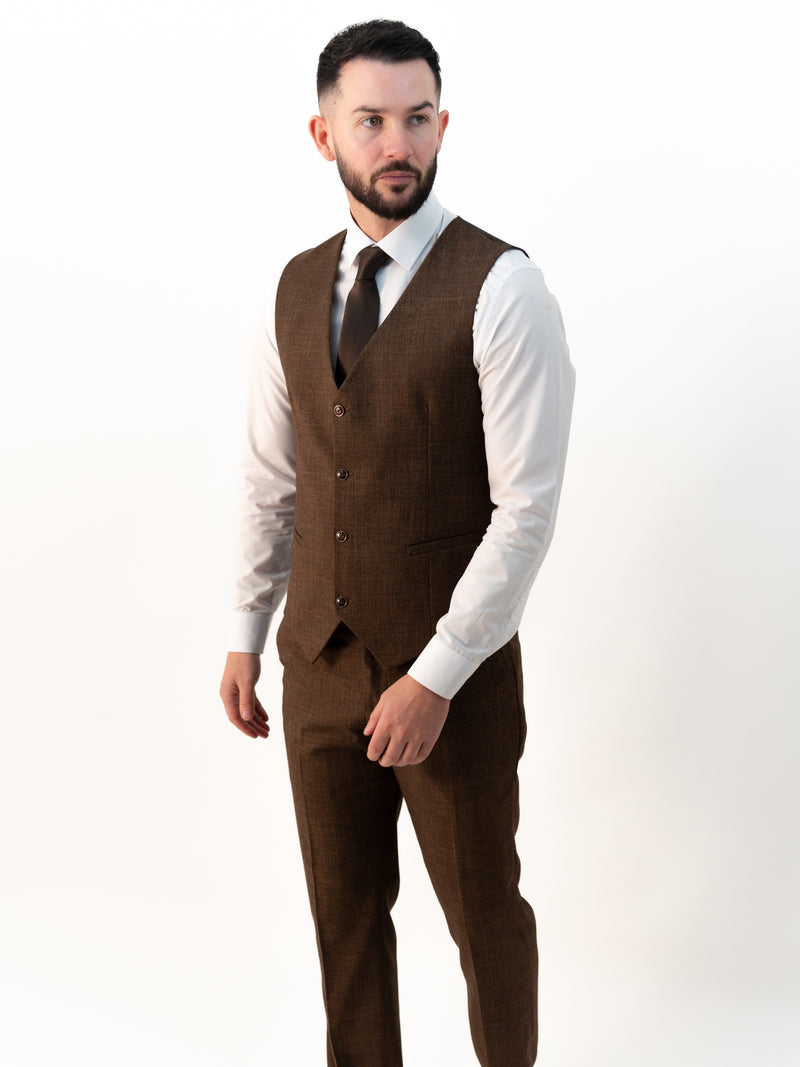 Paolo Chocolate Brown Double Breasted Three Piece Suit