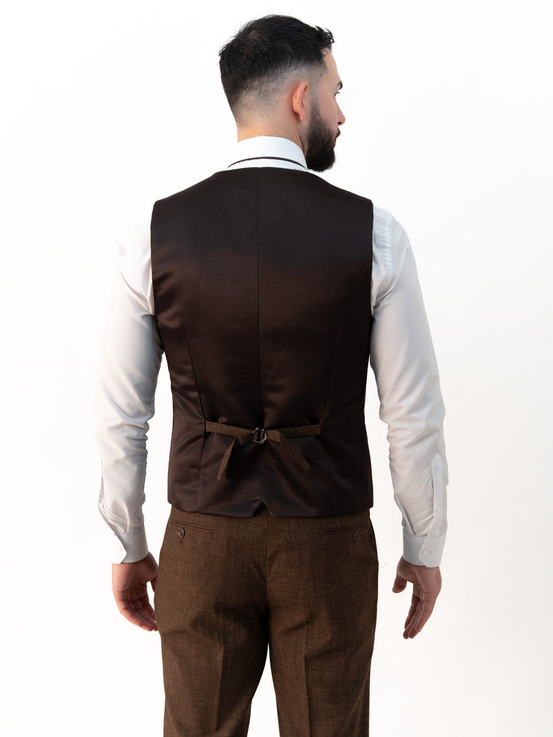 Paolo Chocolate Brown Double Breasted Three Piece Suit