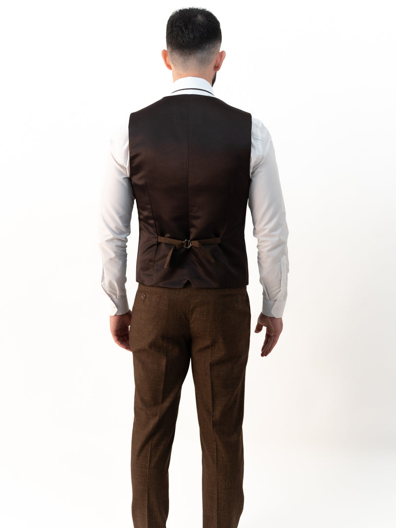 Paolo Chocolate Brown Double Breasted Three Piece Suit