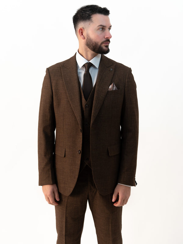 Paolo Chocolate Brown Double Breasted Three Piece Suit