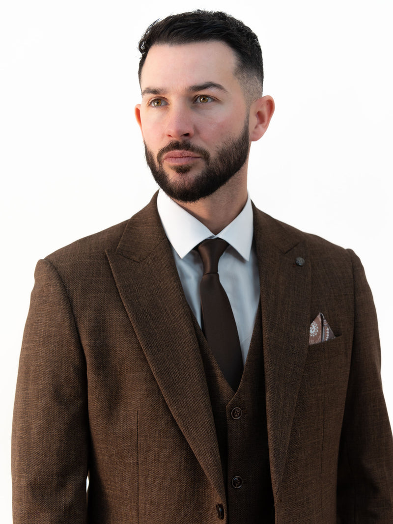 Paolo Chocolate Brown Double Breasted Three Piece Suit