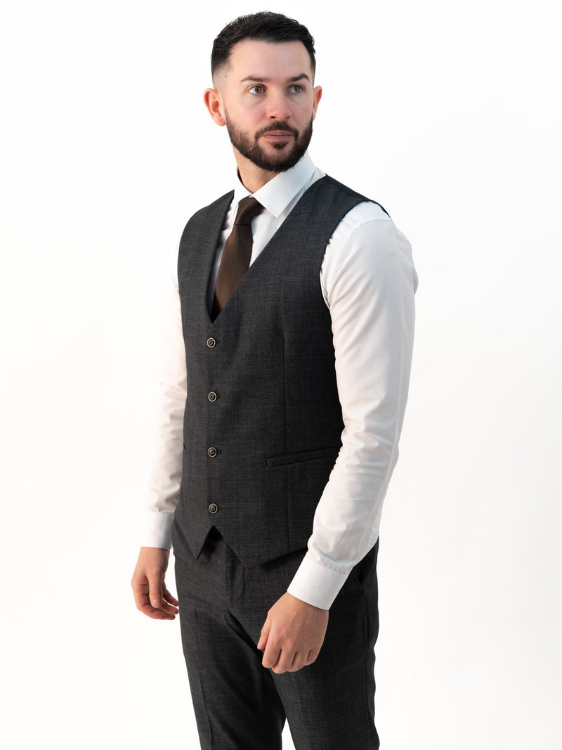 Paolo Charcoal Double Breasted Three Piece Suit